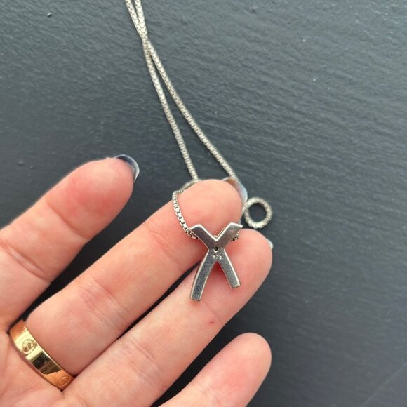 Vintage Cross Pendant Necklace Sterling Silver .925 with 16-18" Box Link Chain - Picture 4 of 7